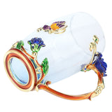 Glass Cup Innovative Flower Tea Cup with Spoon Drink Mug Birthday Christmas Festive GiftsBlue Rose 350ML