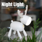 LED Night Light Cartoon Deer-Shaped Table Lamp 1200mAh USB Charging Bedroom DecorationWhite