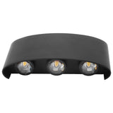 6W LED Wall Light Aluminium Black Shell Warm Light Up Down Lighting Decoration Wall Lamp AC85‑265V In Australia - Darrahopens