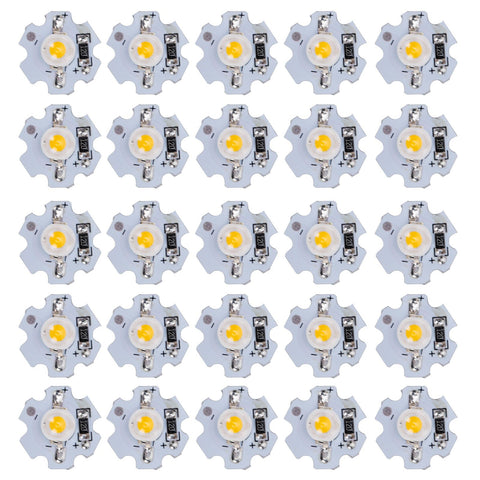 25Pcs 0.5W 5V High Power LED Lamp Bead Light Source Chip with Aluminum PlateYellow Light: 588‑590NM In Australia - Darrahopens