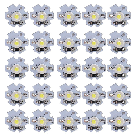 25Pcs 0.5W 5V High Power LED Lamp Bead Light Source Chip with Aluminum PlateWhite Light: 6000‑6500K In Australia - Darrahopens