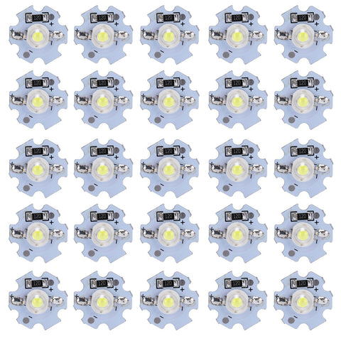 25Pcs 0.5W 5V High Power LED Lamp Bead Light Source Chip with Aluminum PlateCold White Light: 10000K