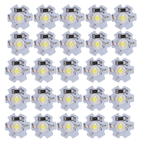 25Pcs 5V LED Chips 200LM 3W High Power LED Lamp Beads for DIY Lighting FixturesPure White 6000‑6500K