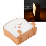 USB Night Light Mini Cute Cartoon Bread‑Shaped Bedside Lamp Phone Holder Stand Brown