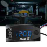 3 in 1 Waterproof LED Electronic Meter Motorcycle Digital Time Clock Thermometer VoltmeterBlue Light