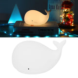 USB Night Light 1.3W Whale Shape 7-Colors Silicone Bedside Lamp for Home Bedroom White