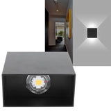 LED Wall Light 7W Indoor Square Lamp Bedroom Hallway Porch Balcony Decoration 100265V(Black ShellWhite Light )