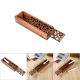 Wooden Pencil Case Box Desktop Stationery Storage Organiser School Office (#1 Swirl Grass Type)