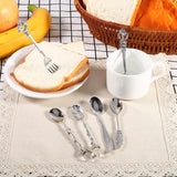 6Pcs/Set Vintage Royal Style Metal Mini Coffee Spoons and Fork Kitchen Fruit Accessories Silver In Australia - Darrahopens