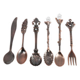 6Pcs/Set Vintage Metal Mini Coffee Spoons and Fork Kitchen Tableware Accessories Red Brass In Australia - Darrahopens