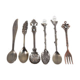 6Pcs/Set Retro Royal Style Mini Coffee Spoons and Fork Kitchen Fruit Dinnerware Antique Brass In Australia - Darrahopens