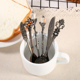 6Pcs/Set Retro Royal Style Mini Coffee Spoons and Fork Kitchen Fruit Dinnerware Antique Brass In Australia - Darrahopens