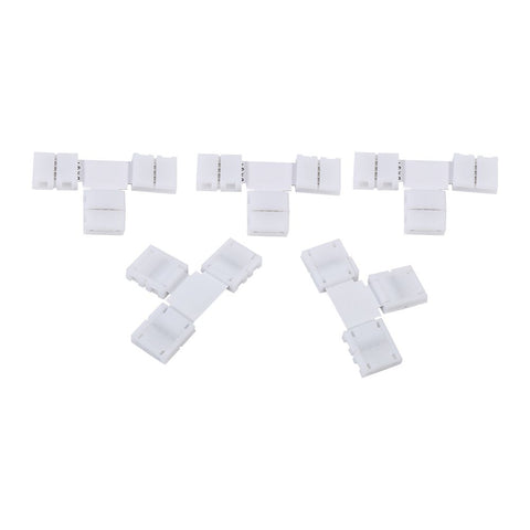 5Pcs Solderless 4pin Clip on Connectors Adapters for 10mm RGB 5050 LED Strip Light (T Shape)