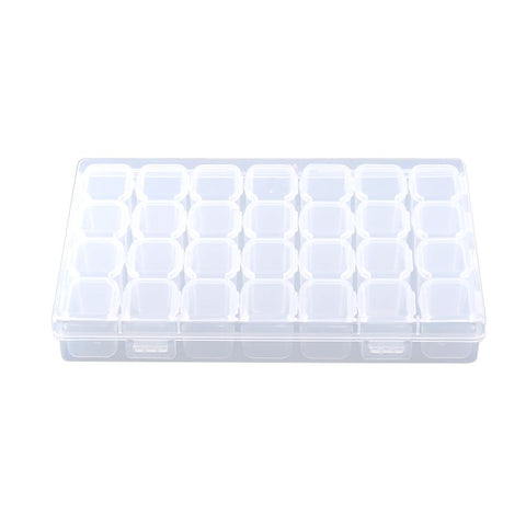 Clear Plastic 28 Slots Adjustable Tablet Medicine Pill Jewelry Storage Organizer Box Container