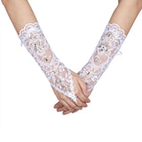 Vintage Syle Ivory Lace Flower Bride Bridal Rhinestone Sexy Fingerless Gloves Wedding Ivory In Australia - Darrahopens