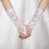 Vintage Syle Ivory Lace Flower Bride Bridal Rhinestone Sexy Fingerless Gloves Wedding Ivory In Australia - Darrahopens