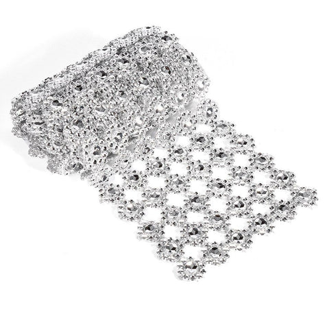 1 Yard Long Flower Shape Diamond Mesh Warp Sparkling Artificial Crystal Rhinestone Ribbon Decor In Australia - Darrahopens