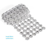 1 Yard Long Flower Shape Diamond Mesh Warp Sparkling Artificial Crystal Rhinestone Ribbon Decor