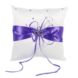 Wedding Ring Bearer Holder Pillow Cushion With Bowknot Stain Double Hearts Diamonds (Purple) In Australia - Darrahopens