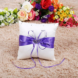 Wedding Ring Bearer Holder Pillow Cushion With Bowknot Stain Double Hearts Diamonds (Purple) In Australia - Darrahopens