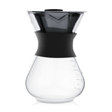 Manual Hand Drip Coffee Maker Glass Pot with Stainless Steel Filter