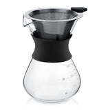 Manual Hand Drip Coffee Maker Glass Pot with Stainless Steel Filter