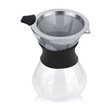 Manual Hand Drip Coffee Maker Glass Pot with Stainless Steel Filter