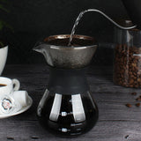 Manual Hand Drip Coffee Maker Glass Pot with Stainless Steel Filter