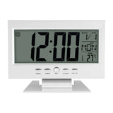 LCD Digital Sound Sensor Table Desk Alarm Clock with Calendar and Temp Display Silver In Australia - Darrahopens