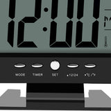 LCD Digital Sound Sensor Table Desk Alarm Clock with Calendar and Temp Display Black