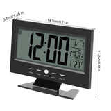 LCD Digital Sound Sensor Table Desk Alarm Clock with Calendar and Temp Display Black