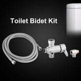Toilet Bidet Attachments Hot/Cold Water Diverter Valve T Shape Adapter Flexible Hose Kit