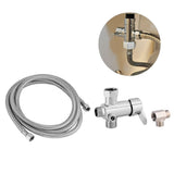 Toilet Bidet Attachments Hot/Cold Water Diverter Valve T Shape Adapter Flexible Hose Kit