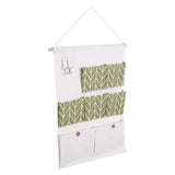 7 Pockets Cotton Linen Wall Hanging Storage Bags Door Pouch Bedroom Home Organizer Green