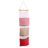 3Layer Linen Storage Bag Wardrobe Hanging Bag Wall Pouch Toys
