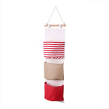 3Layer Linen Storage Bag Wardrobe Hanging Bag Wall Pouch Toys