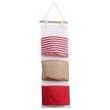 3Layer Linen Storage Bag Wardrobe Hanging Bag Wall Pouch Toys