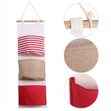 3Layer Linen Storage Bag Wardrobe Hanging Bag Wall Pouch Toys