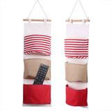 3Layer Linen Storage Bag Wardrobe Hanging Bag Wall Pouch Toys