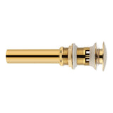 Kitchen Bathroom Basin Sink Solid Brass Pop Up Drain Stopper with Overflow Hole Golden