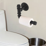 lIron Pipe Wall Mount Paper Holder Rack Wood Shelf Bathroom Toilet