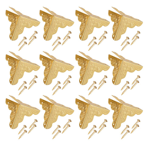 12pcs Wooden Box Jewelry Gift Case Corner Decorative Protectors Iron Edge Cover Guard Golden In Australia - Darrahopens