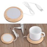 USB Wood Grain Cup Warmer Heat Beverage Mug Mat Coffee Heater Pad Bright Wood Grain