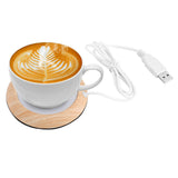 USB Wood Grain Cup Warmer Heat Beverage Mug Mat Coffee Heater Pad Bright Wood Grain