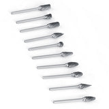 10pcs Tungsten Carbide Steel Rotary Files Burr Set 3mm Shank 6mm Cutting Diameter Double Cut