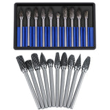 10pcs Tungsten Carbide Steel Rotary Files Burr Set 3mm Shank 6mm Cutting Diameter Double Cut