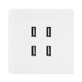 4 USB Ports DC 5V Home Office Electric Wall Mounted Power Socket Charger Outlet(110~250V)