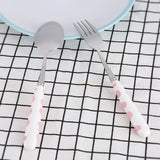 2 PCS Stainless Steel Knife Fork Spoon Kitchen Flatware Tableware with Box Children Set Pink