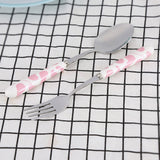 2 PCS Stainless Steel Knife Fork Spoon Kitchen Flatware Tableware with Box Children Set Pink
