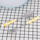 2 PCS Stainless Steel Knife Fork Spoon Kitchen Flatware Tableware with Box Children Set Yellow